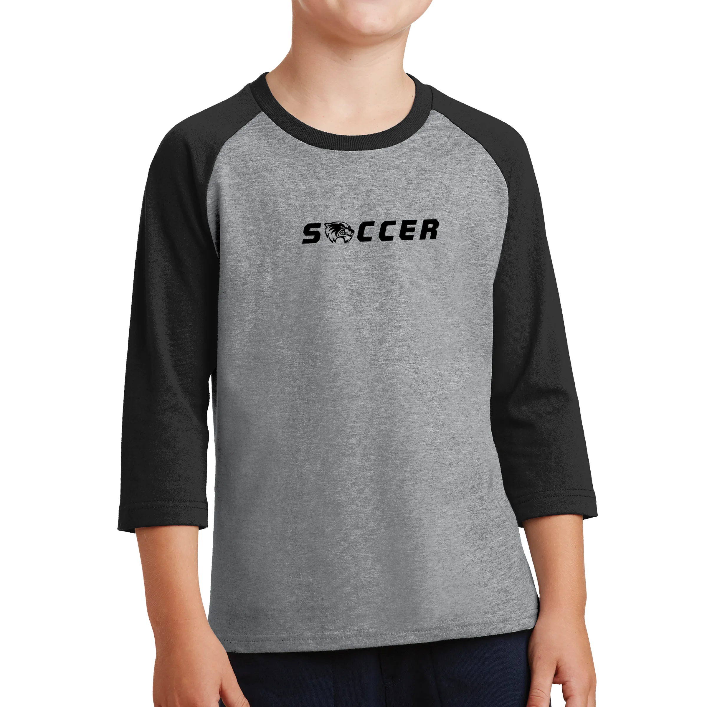 Port & Company Youth Core Blend 3/4-Sleeve Raglan Tee - Soccer Head