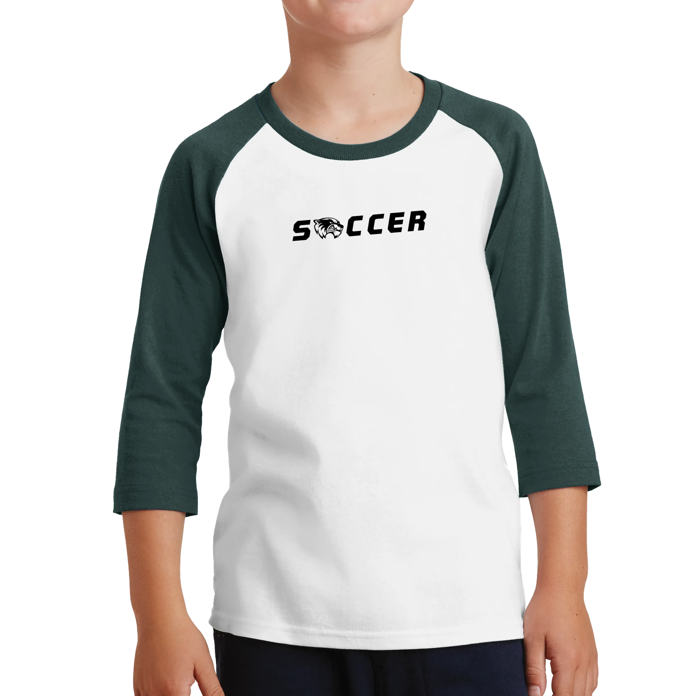 Port & Company Youth Core Blend 3/4-Sleeve Raglan Tee - Soccer Head