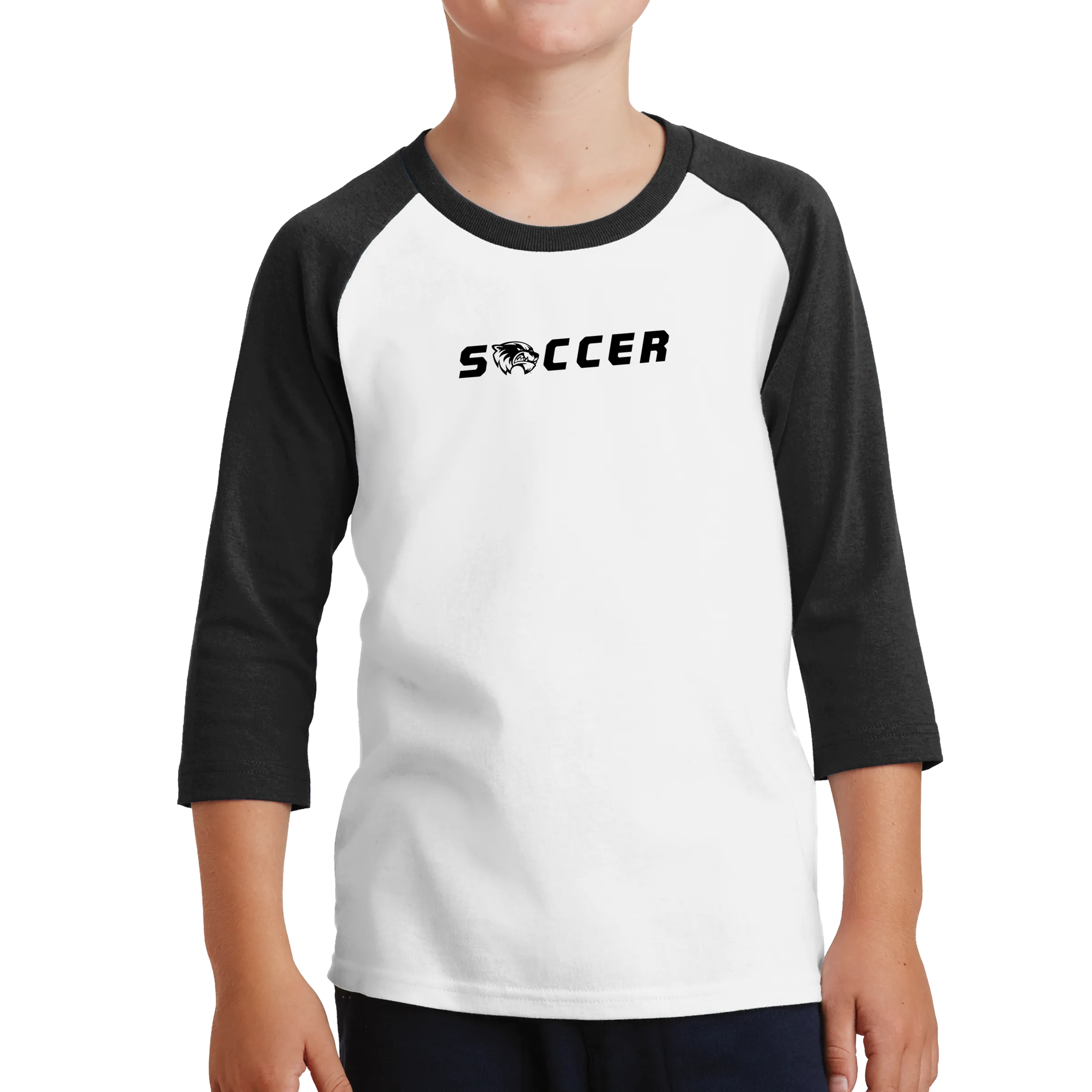 Port & Company Youth Core Blend 3/4-Sleeve Raglan Tee - Soccer Head