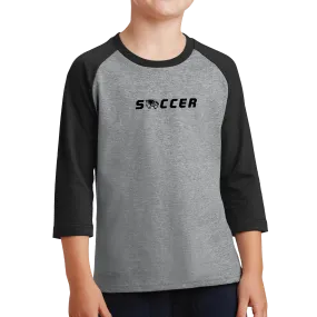 Port & Company Youth Core Blend 3/4-Sleeve Raglan Tee - Soccer Head