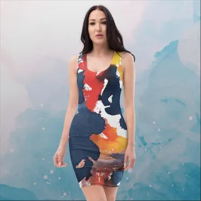 Primary Color Pallet Paint Print Womens Bodycon dress