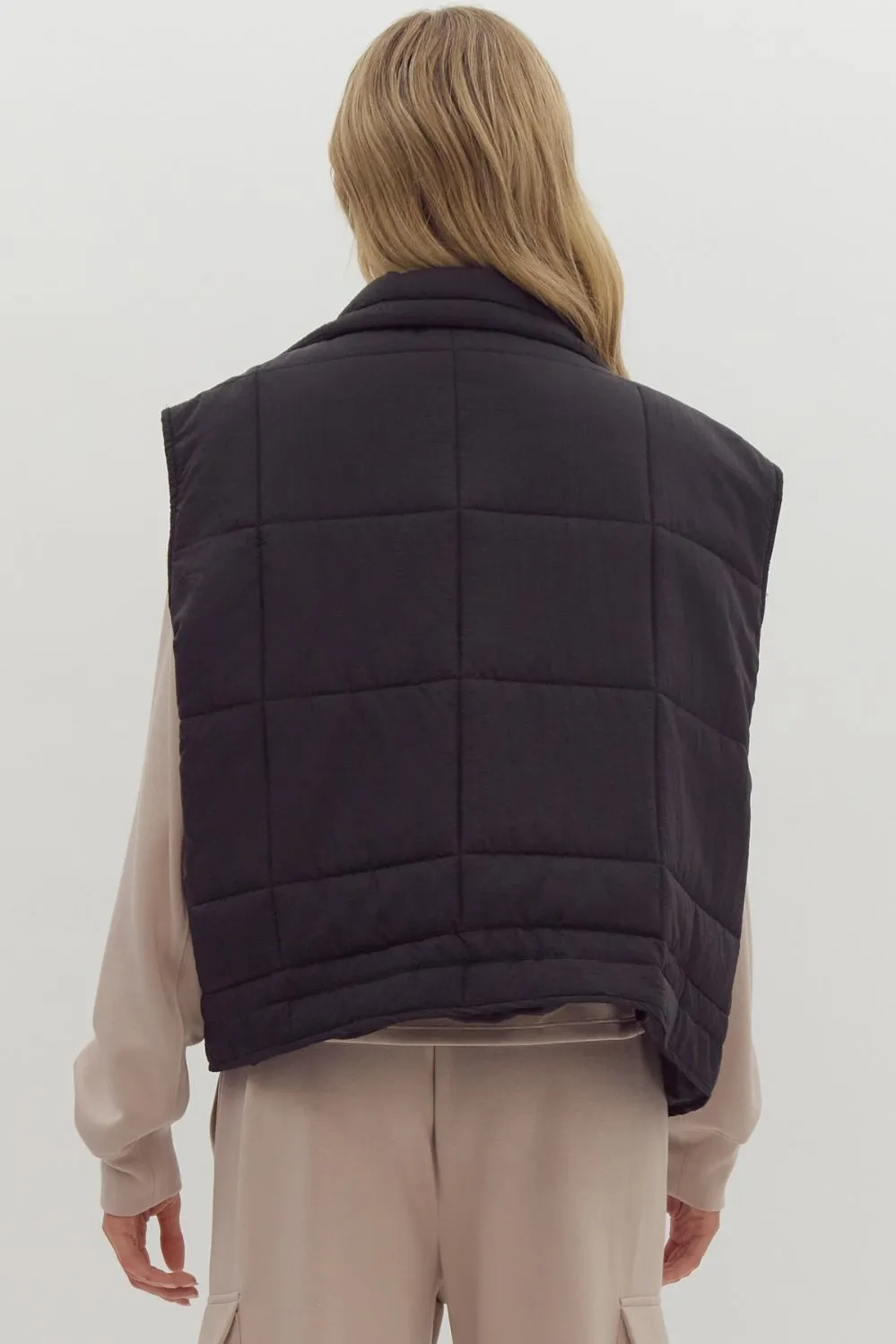 Quilted Zip-Up Snap Button Vest