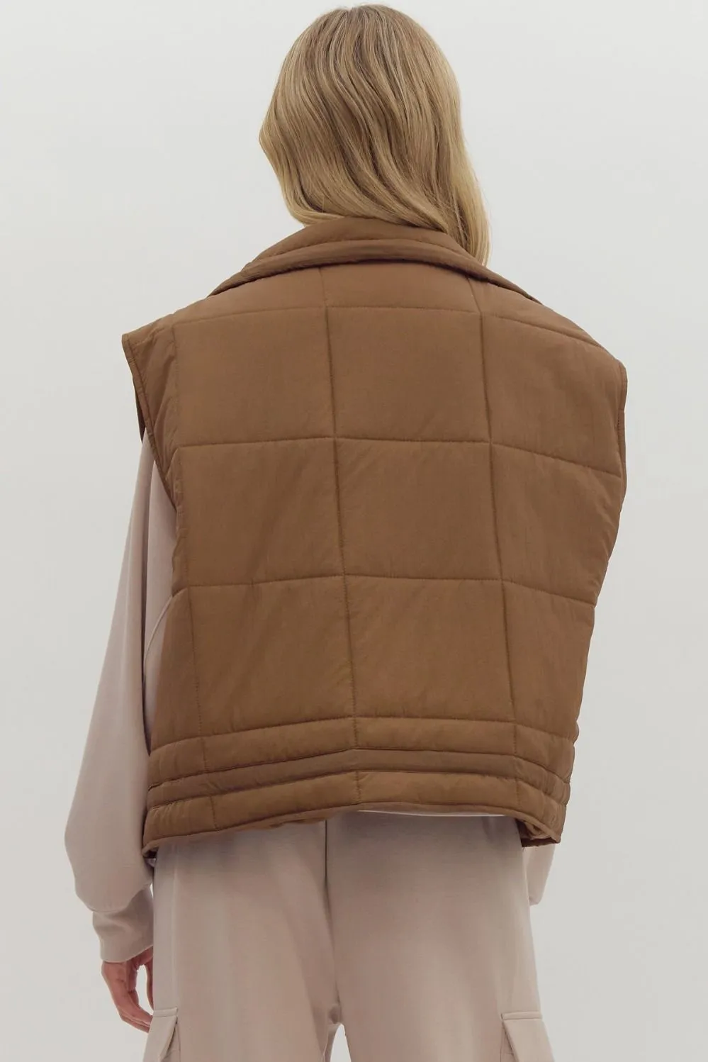 Quilted Zip-Up Snap Button Vest