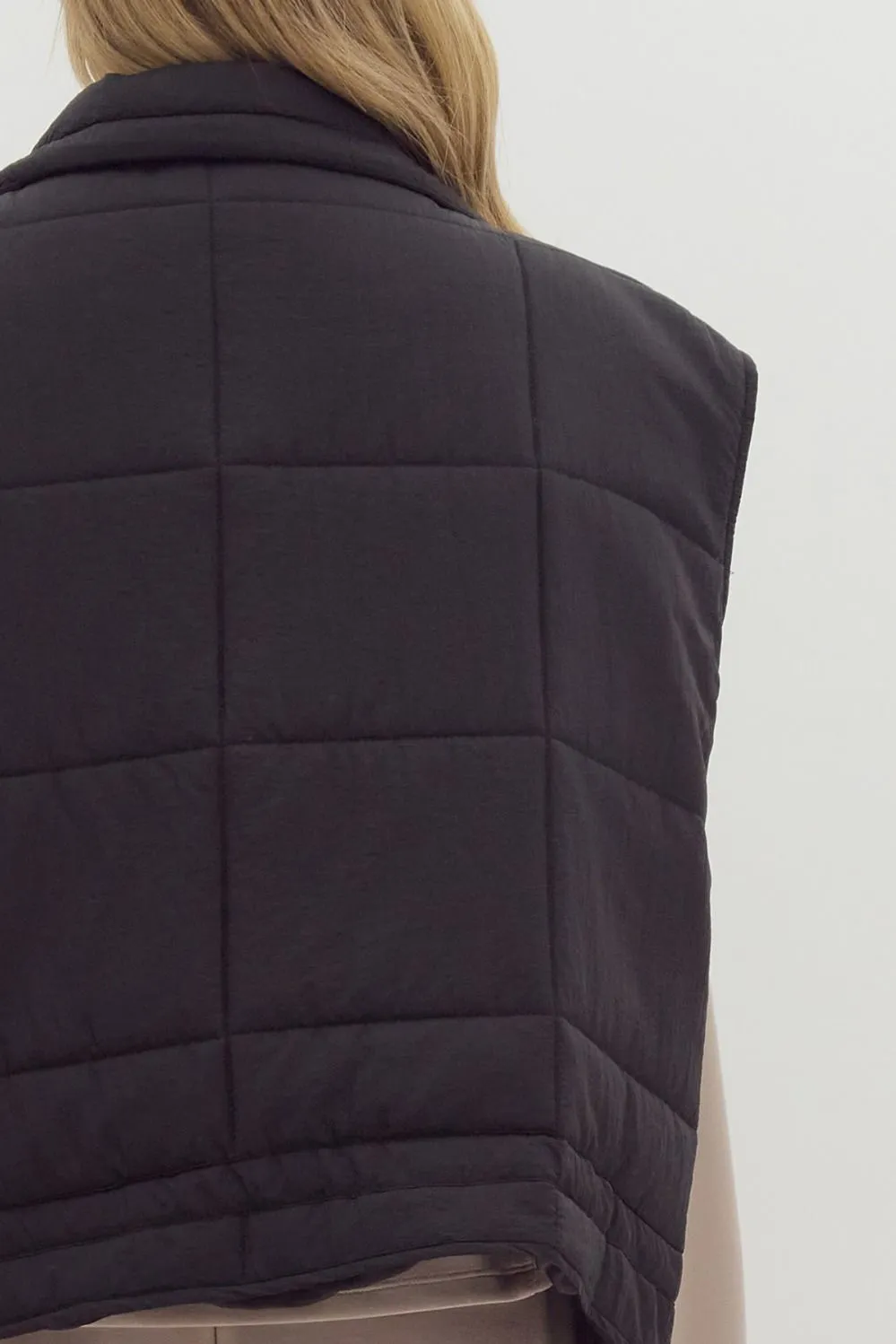 Quilted Zip-Up Snap Button Vest