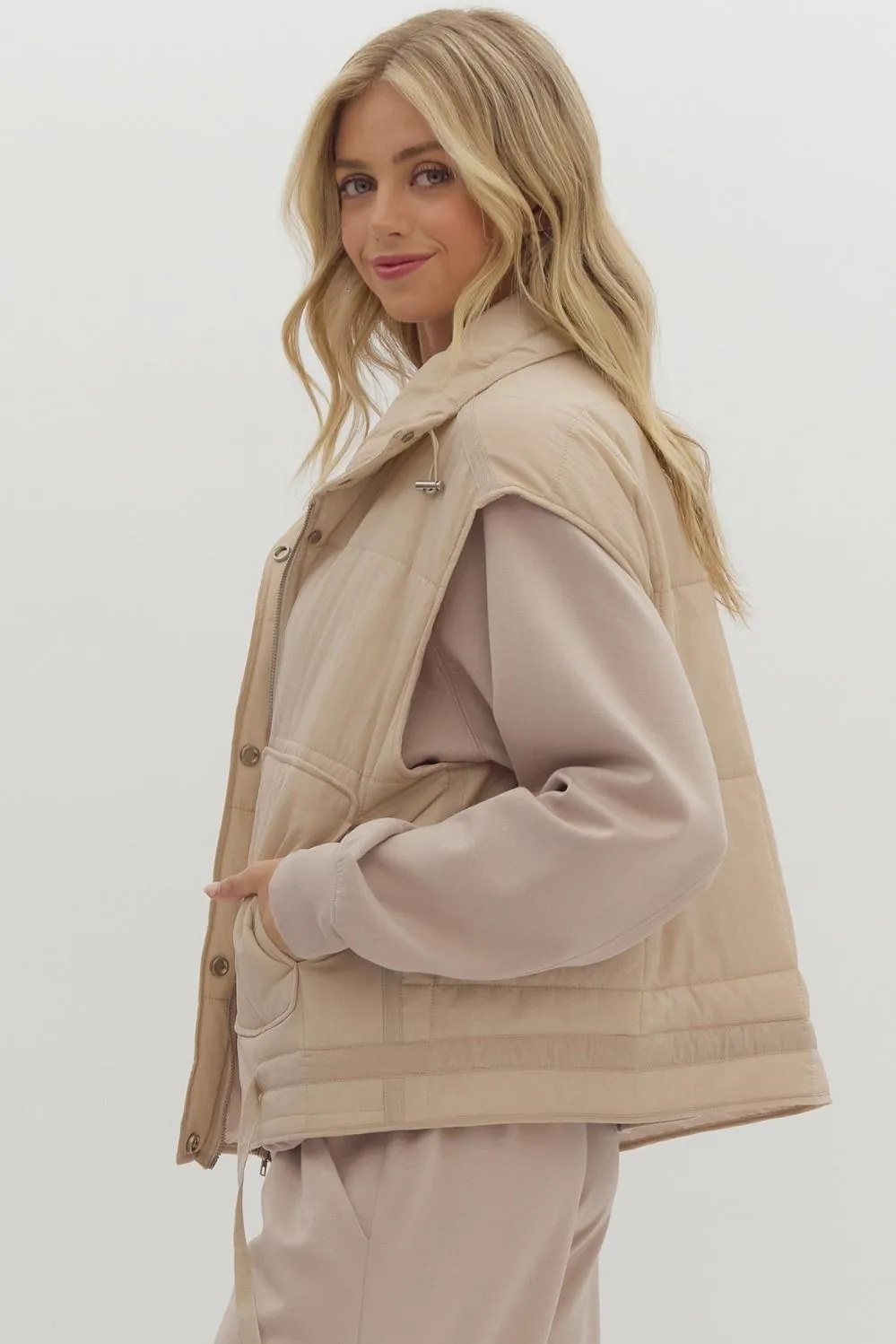 Quilted Zip-Up Snap Button Vest