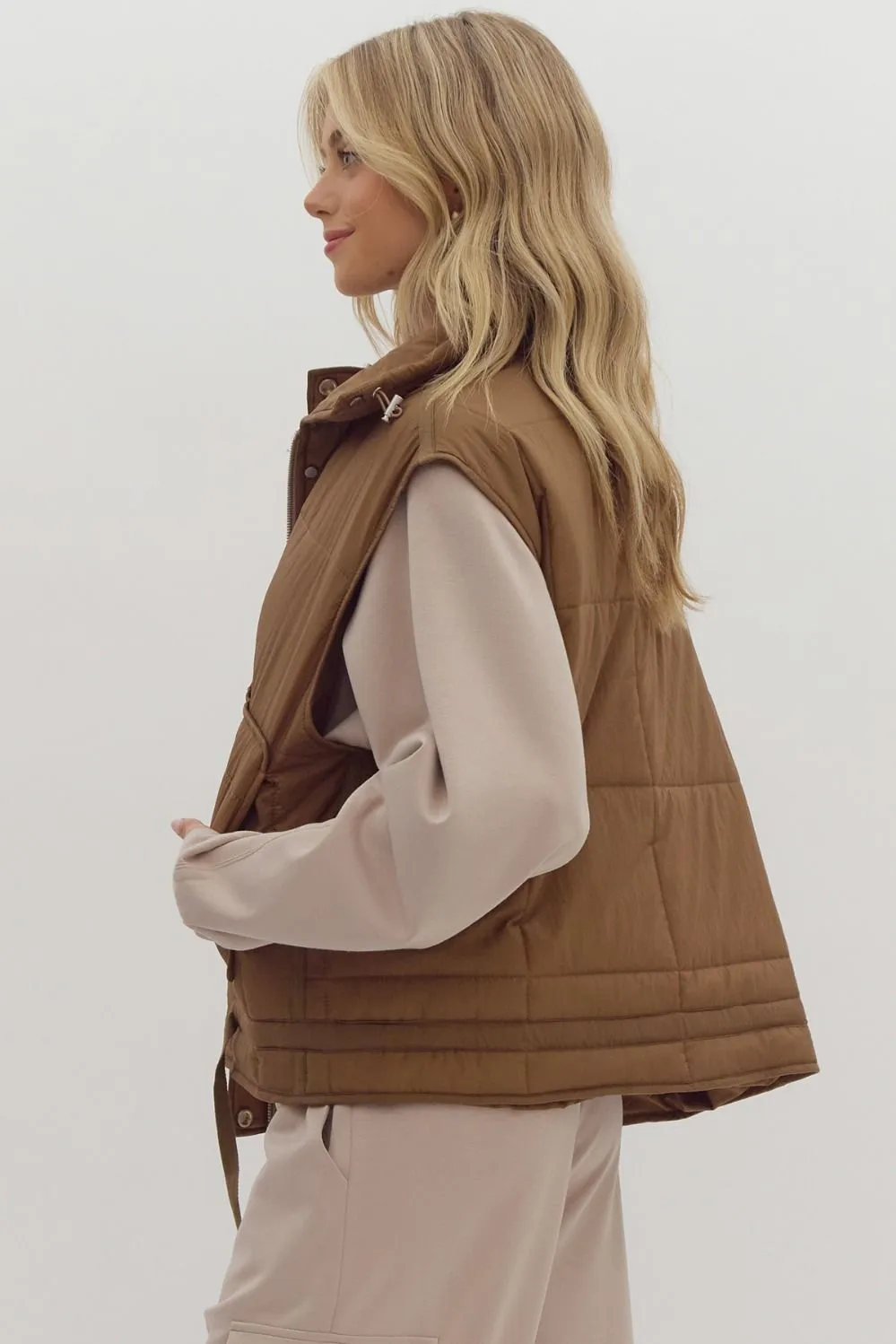 Quilted Zip-Up Snap Button Vest