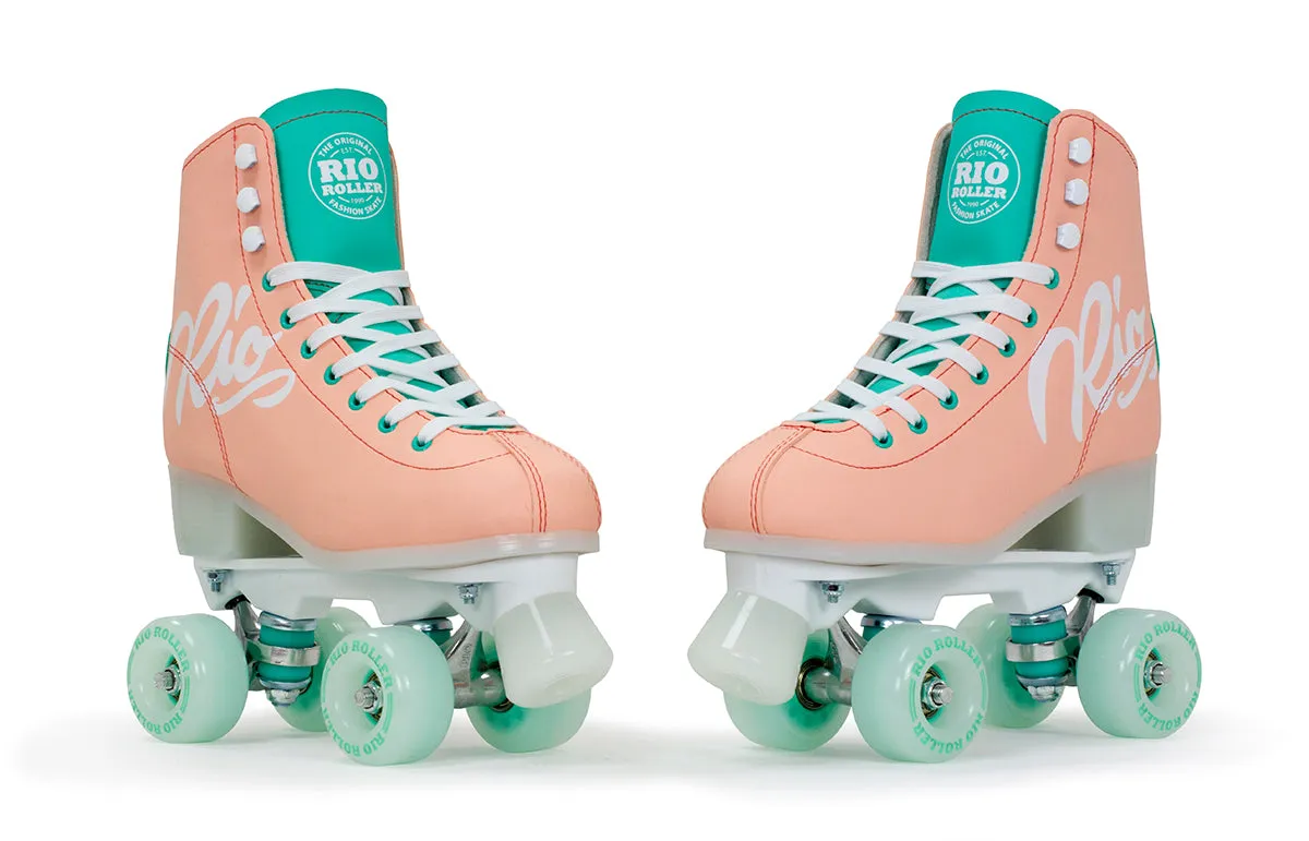 Rio Roller Script Quad Roller Skates - Peach