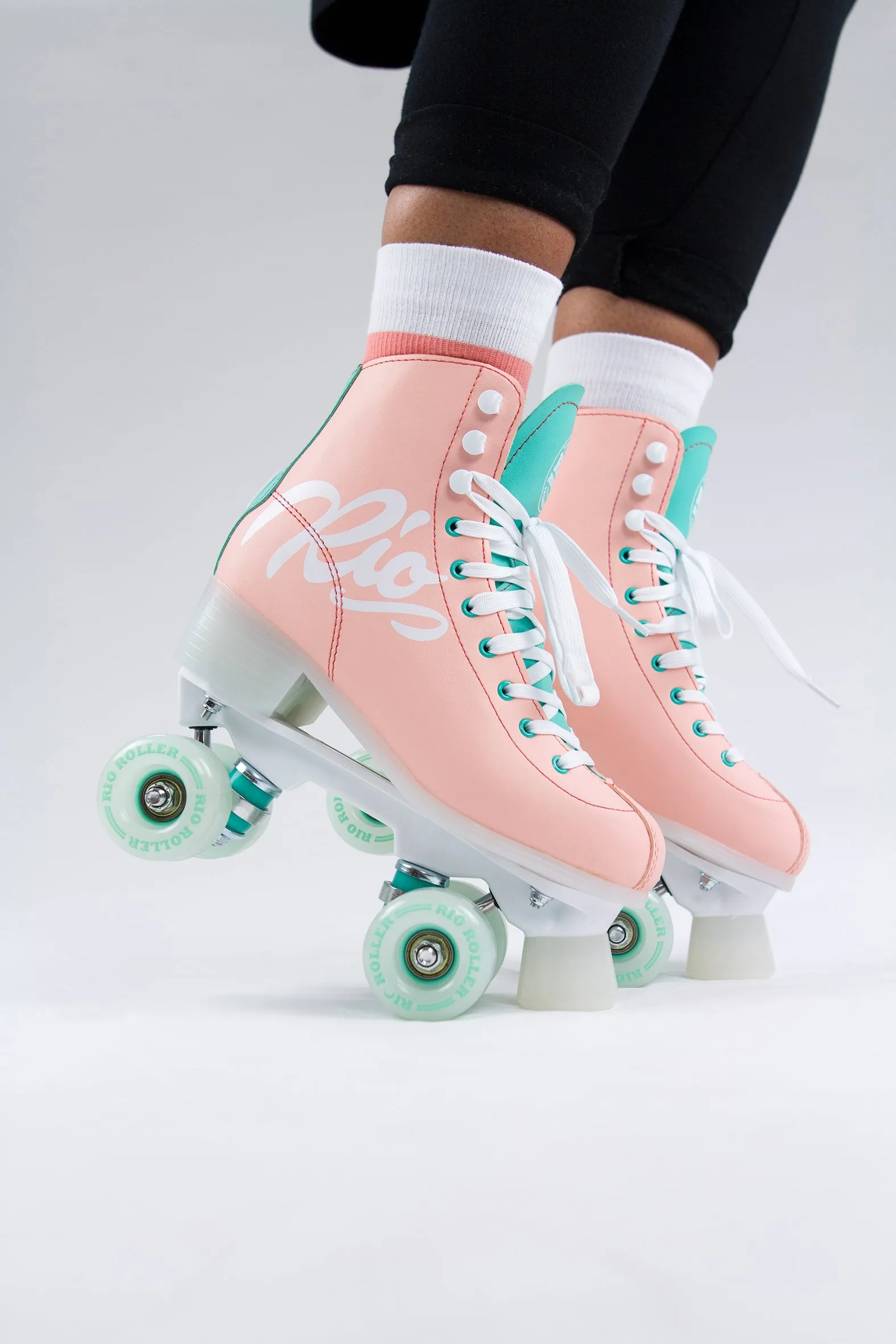 Rio Roller Script Quad Roller Skates - Peach