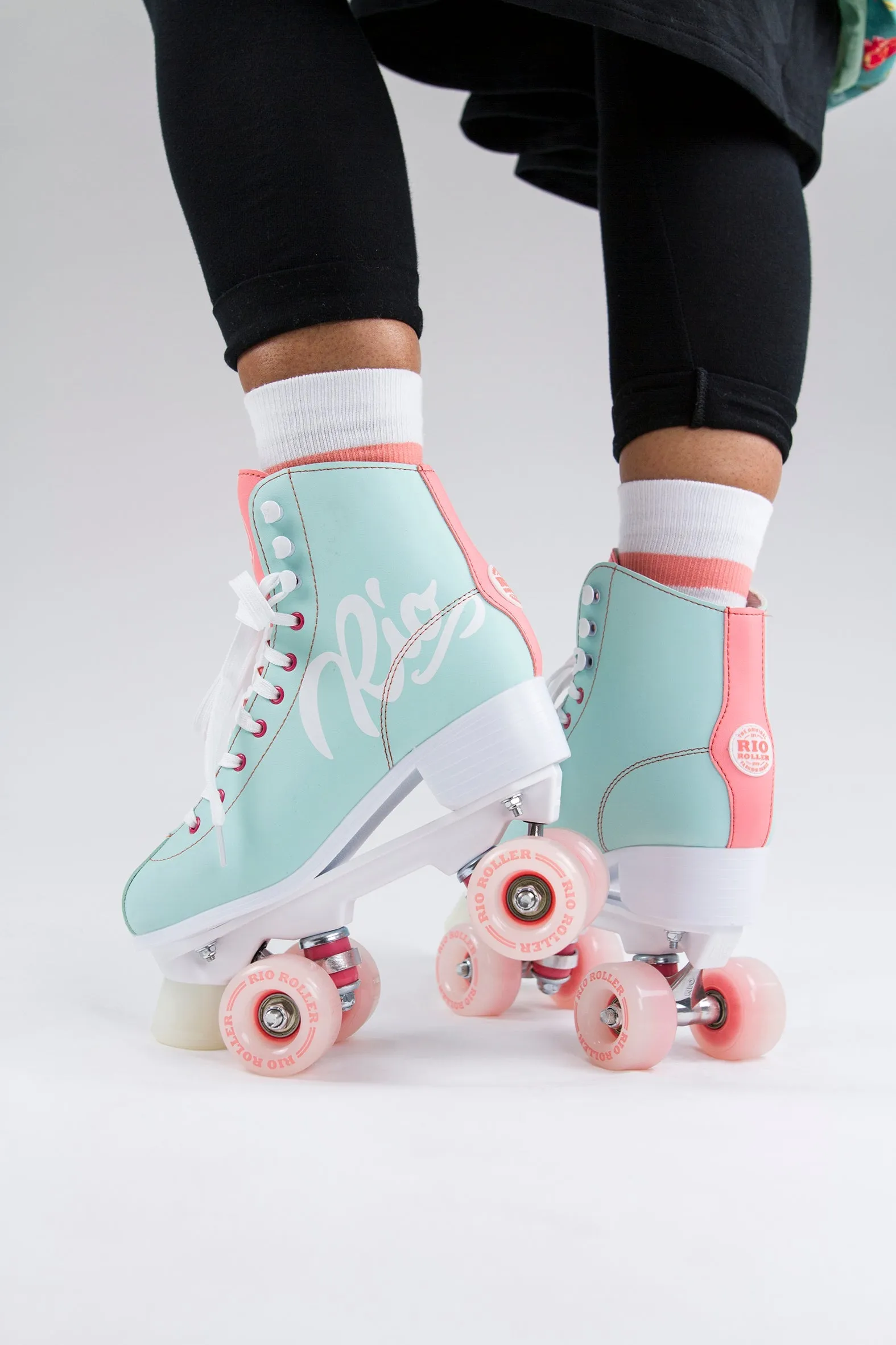 Rio Roller Script Quad Roller Skates - Teal/Coral - Sale!