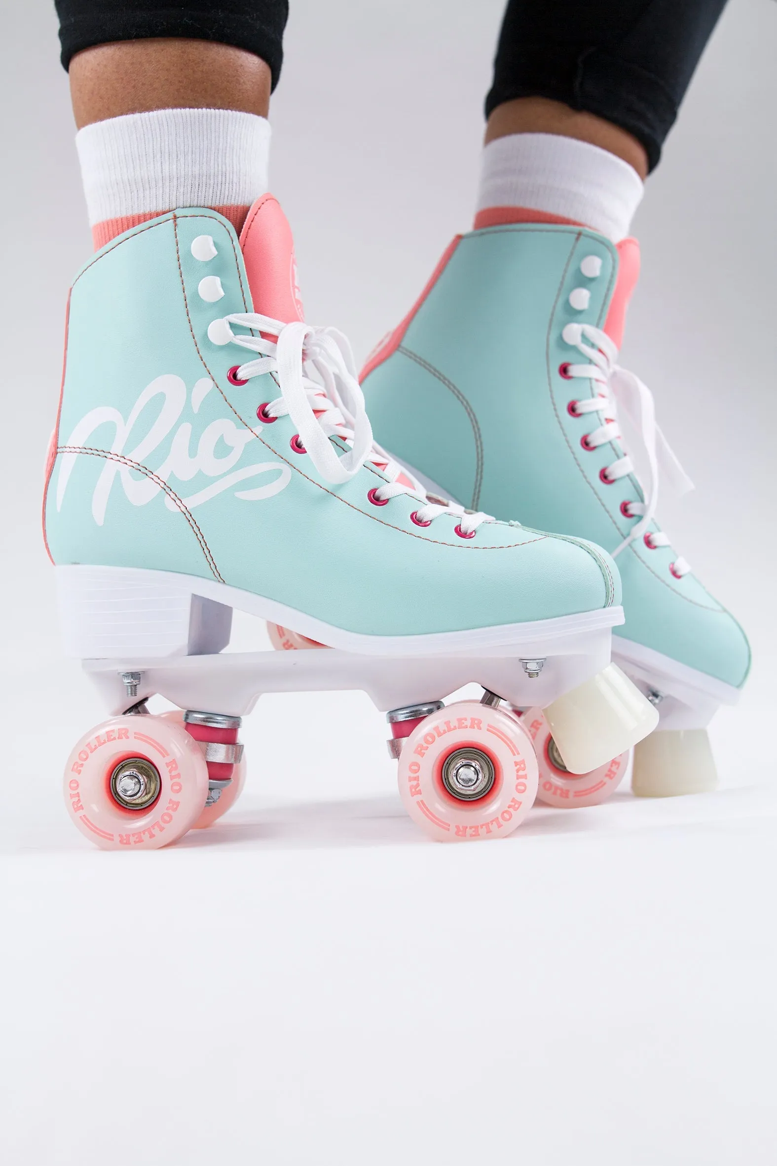 Rio Roller Script Quad Roller Skates - Teal/Coral - Sale!