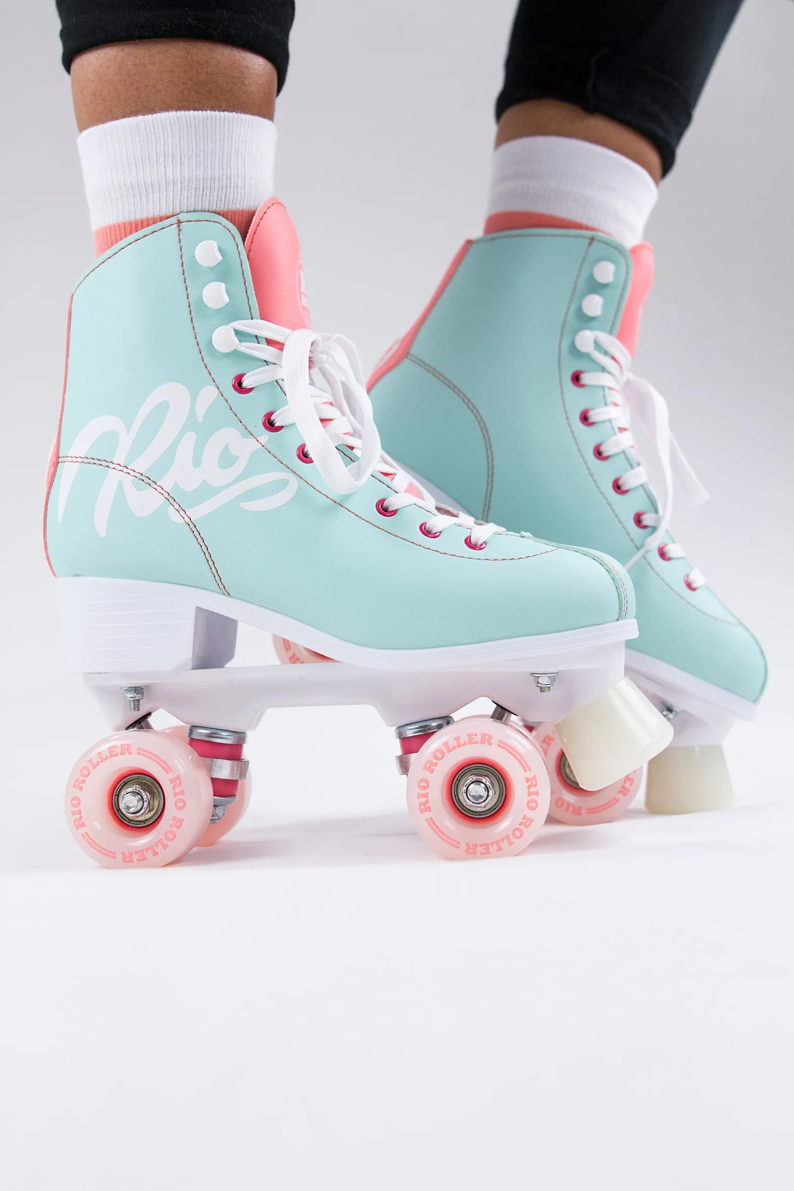 Rio Roller Script Quad Roller Skates - Teal/Coral