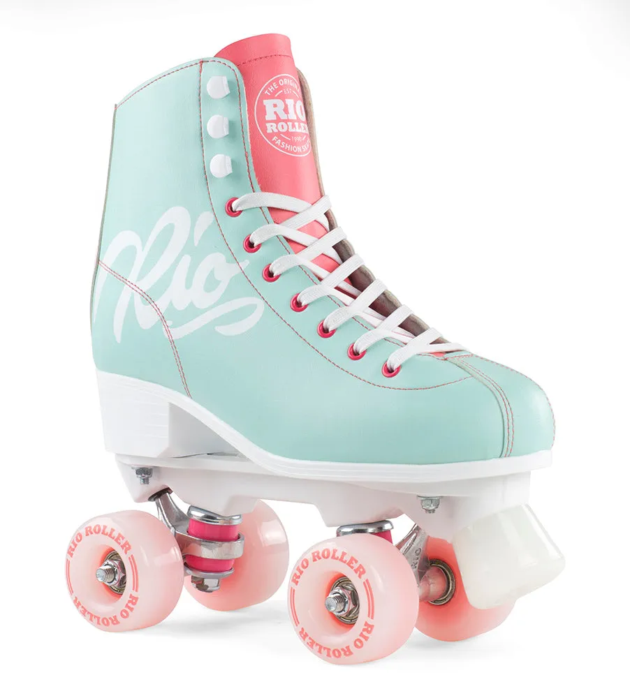 Rio Roller Script Quad Roller Skates - Teal/Coral