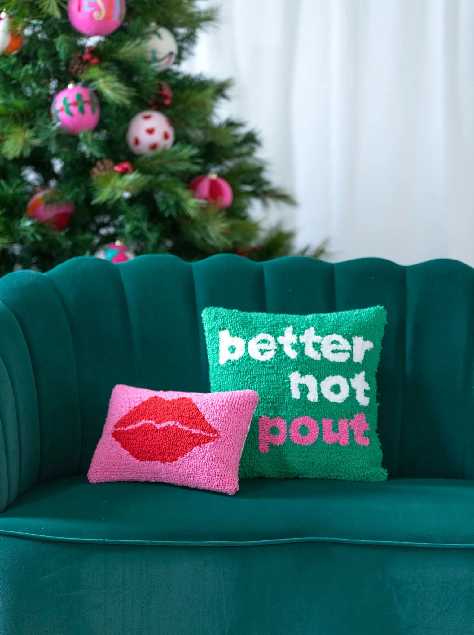 Shiraleah "Better Not Pout" Pillow, Green