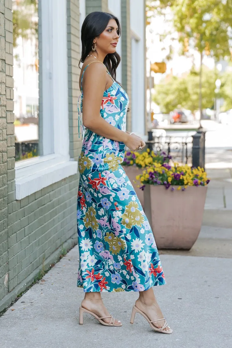 Silky Green Floral Maxi Dress - FINAL SALE