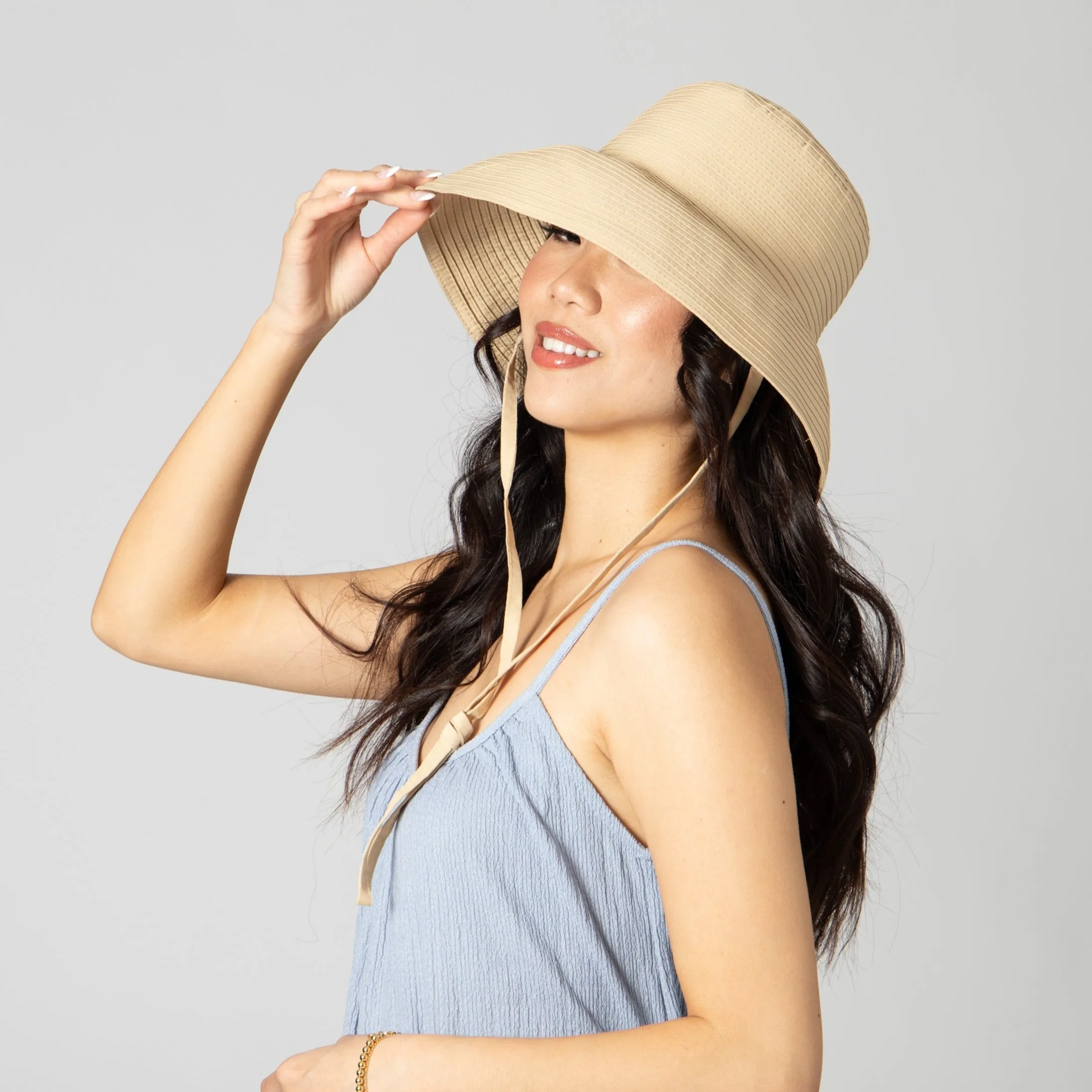 Stinson - Women's Removable Chin Cord Ribbon Sun Hat