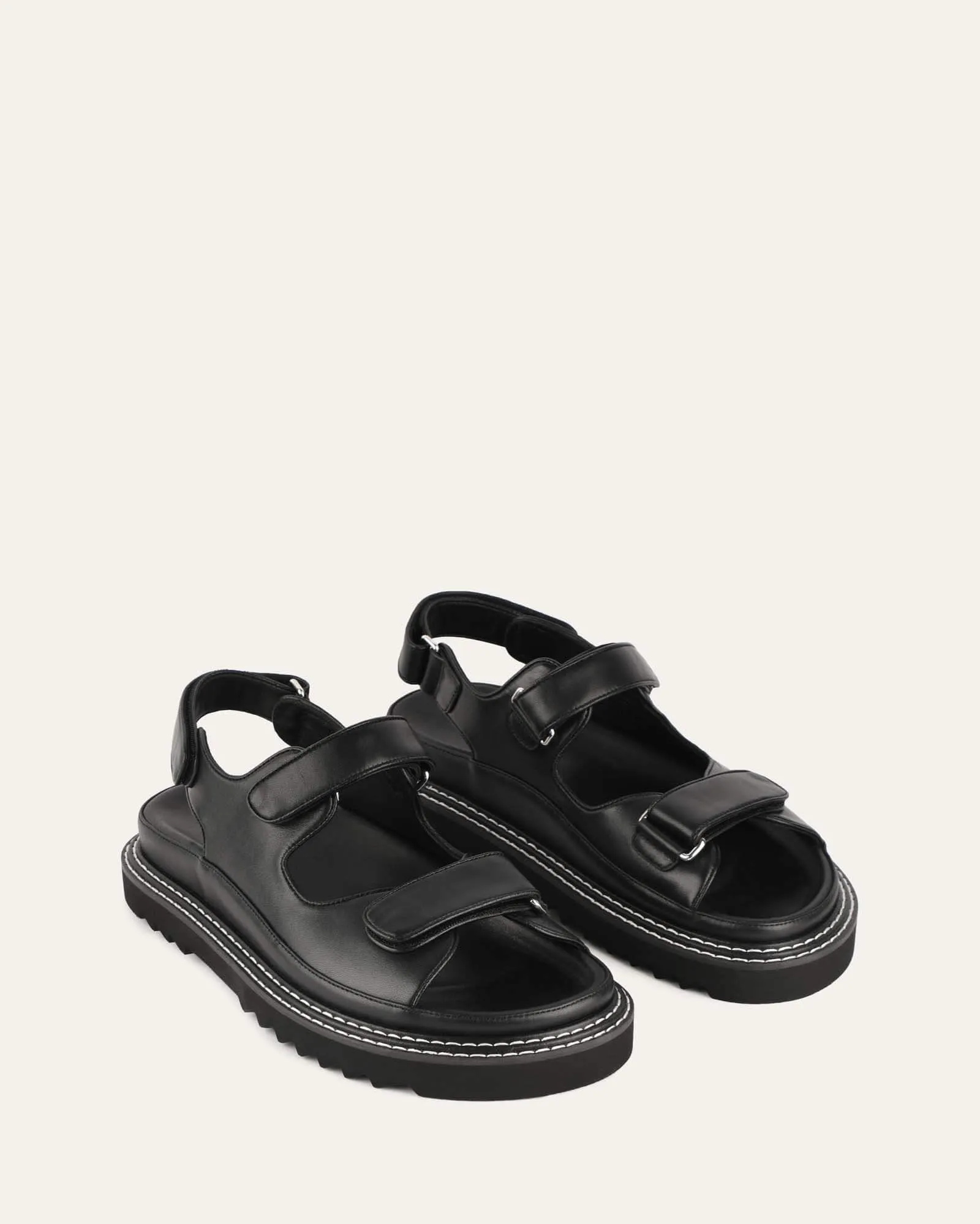 VITO FLAT SANDALS BLACK LEATHER