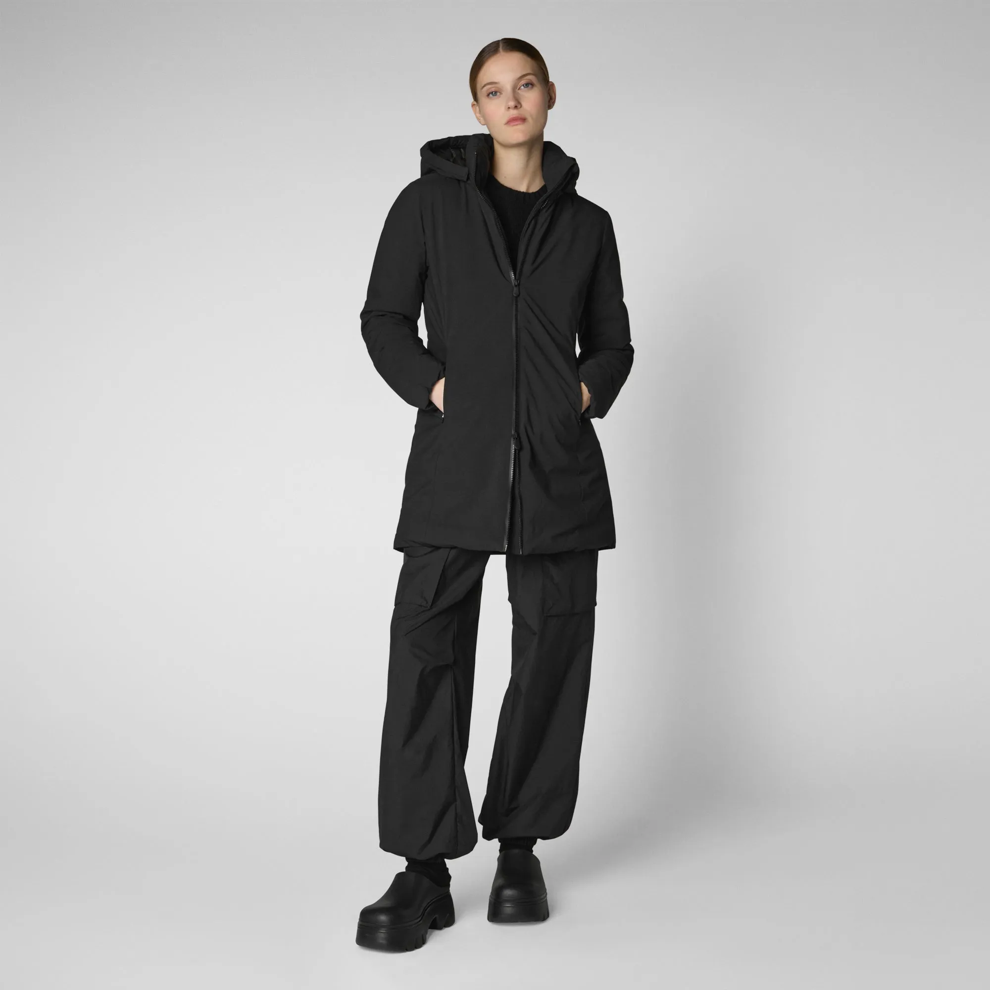 Woman's hooded parka Rachel in black